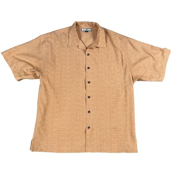 Tommy Bahama Mens 100% SIlk Orange Button Down Shirt Sz XL - Picture 1 of 4